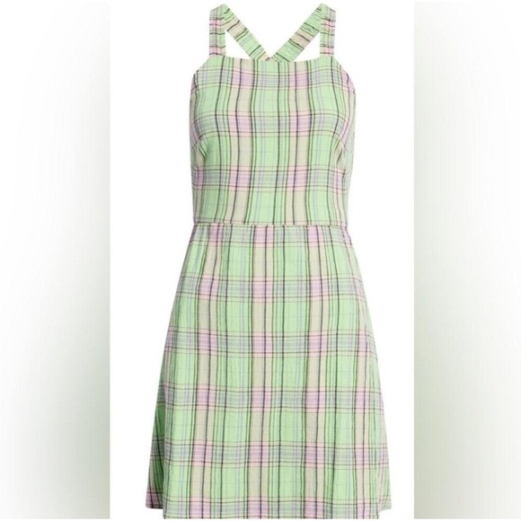 BP Square Neck Open Back Plaid Mini Dress size XS - Picture 1 of 6
